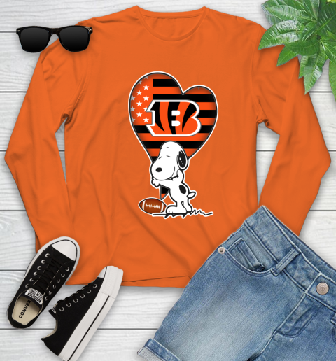 Cincinnati Bengals NFL Football The Peanuts Movie Adorable Snoopy Youth Long Sleeve 4