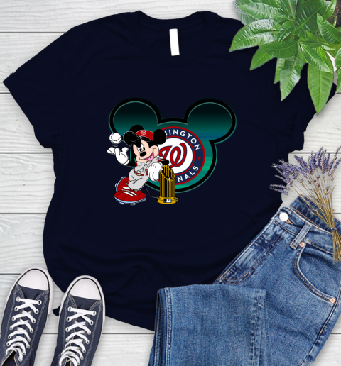 MLB Washington Nationals The Commissioner's Trophy Mickey Mouse Disney Women's T-Shirt 3