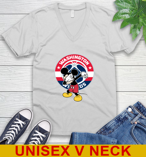 Washington Wizards NBA Basketball Dabbing Mickey Disney Sports V-Neck T-Shirt