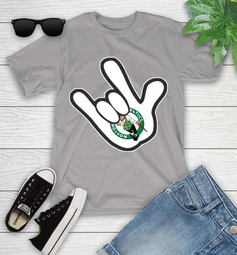 Boston Celtics NBA Basketball Mickey Rock Hand Disney Youth T-Shirt 4