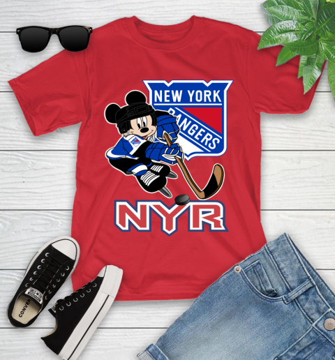 NHL New York Rangers Mickey Mouse Disney Hockey T Shirt Youth T-Shirt 10