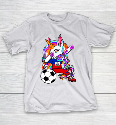 Dabbing Unicorn Haiti Soccer Fans Jersey Haitian Football T-Shirt 24