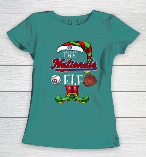 Washington Nationals Christmas ELF Funny MLB Women's T-Shirt 10