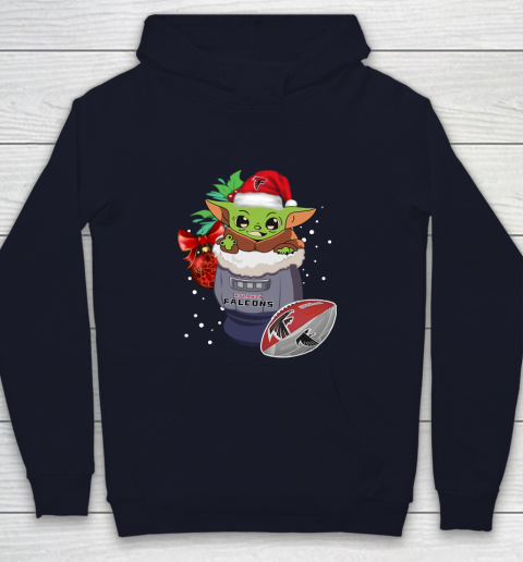 Atlanta Falcons Christmas Baby Yoda Star Wars Funny Happy NFL Youth Hoodie 3