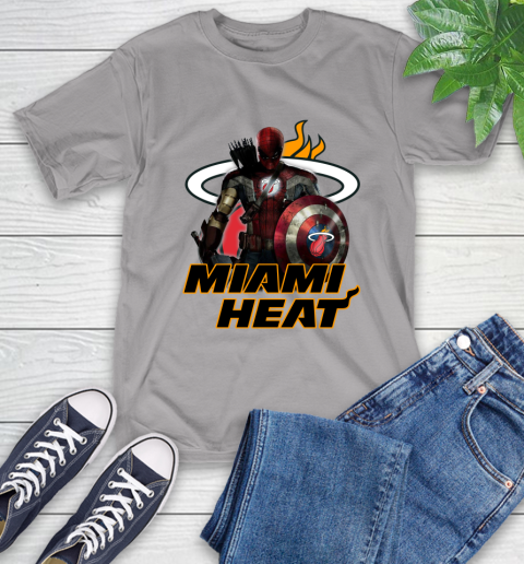 Miami Heat NBA Basketball Captain America Thor Spider Man Hawkeye Avengers T-Shirt 6