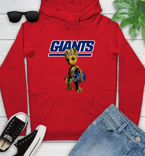 New York Giants NFL Football Groot Marvel Guardians Of The Galaxy Youth Hoodie