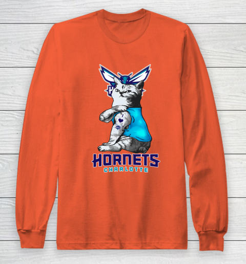 NBA Basketball My Cat Loves Charlotte Hornets Long Sleeve T-Shirt 3