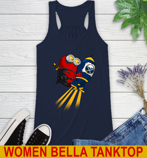 NHL Hockey Buffalo Sabres Deadpool Minion Marvel Shirt Racerback Tank 9