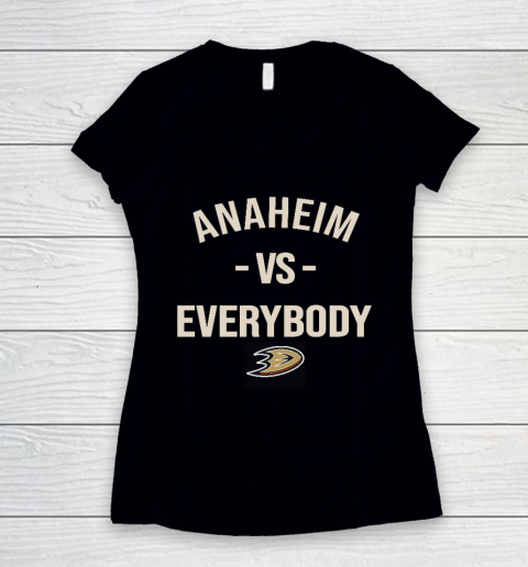 Anaheim Ducks Vs Everybody Women's V-Neck T-Shirt