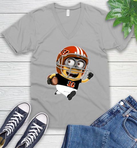 NFL Cincinnati Bengals Minions Disney Football Sports V-Neck T-Shirt 4