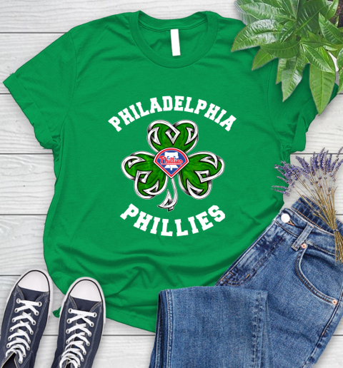 MLB Philadelphia Phillies Three Leaf Clover St Patrick's Day Baseball Sports Women's T-Shirt 9