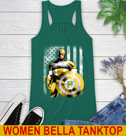 Pittsburgh Pirates MLB Baseball Captain America Marvel Avengers American Flag Shirt Racerback Tank 5
