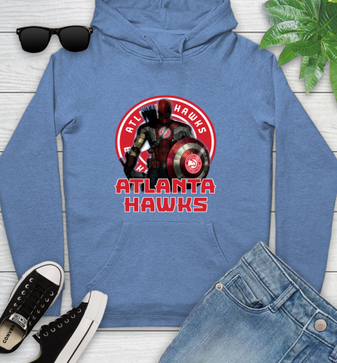 Atlanta Hawks NBA Basketball Captain America Thor Spider Man Hawkeye Avengers Youth Hoodie 12