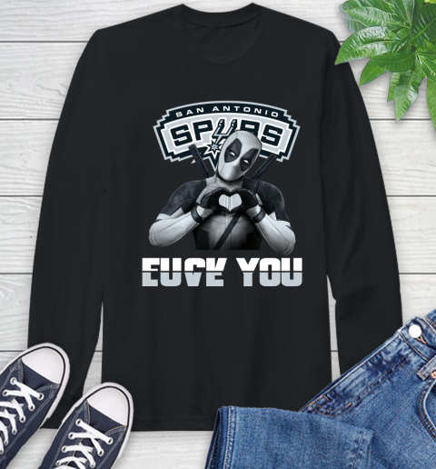NBA San Antonio Spurs Deadpool Love You Fuck You Basketball Sports Long Sleeve T-Shirt