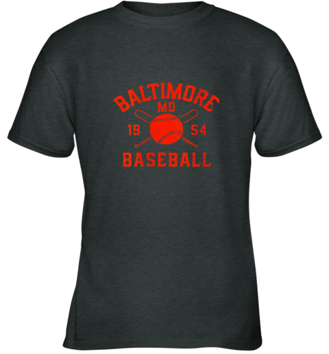 k5av baltimore baseball vintage oriole retro gift youth t shirt 26 front dark heather