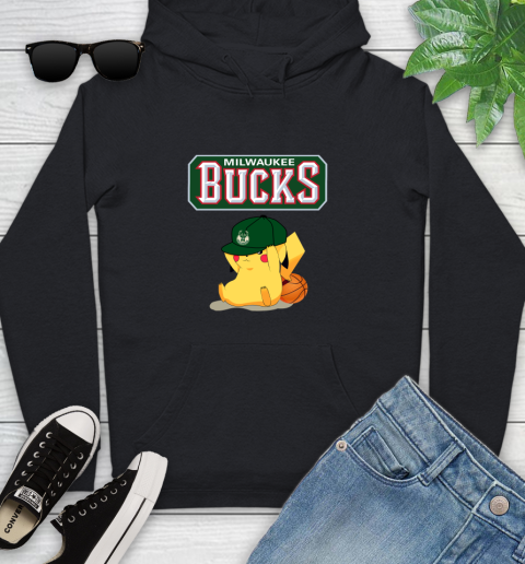 NBA Pikachu Basketball Sports Milwaukee Bucks Youth Hoodie 2
