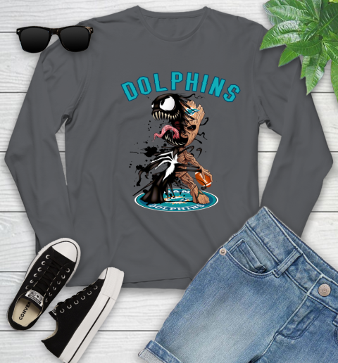 NFL Miami Dolphins Football Venom Groot Guardians Of The Galaxy Youth Long Sleeve 8