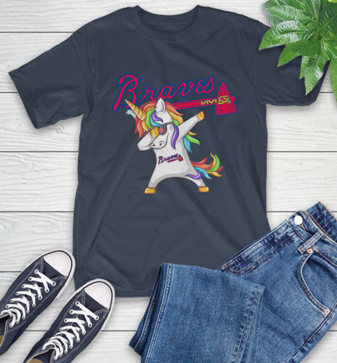 Atlanta Braves MLB Baseball Funny Unicorn Dabbing Sports T-Shirt 4