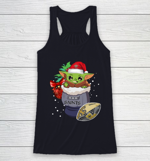 New Orleans Saints Christmas Baby Yoda Star Wars Funny Happy NFL Racerback Tank 8