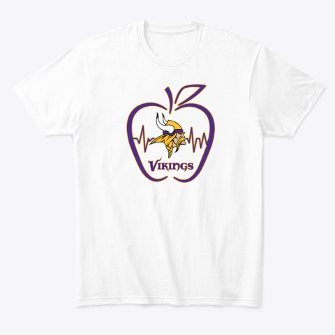 axwu apple heartbeat teacher symbol minnesota vikings classic t shirt 2 front white
