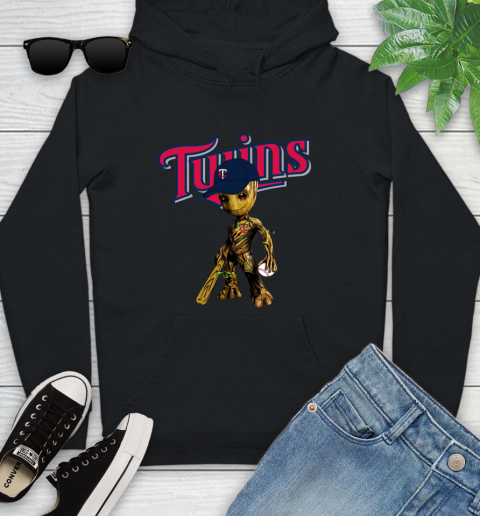 MLB Minnesota Twins Groot Guardians Of The Galaxy Baseball Youth Hoodie 2