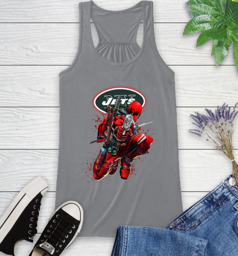 NFL Deadpool Marvel Comics Sports Football New York Jets Racerback Tank 5