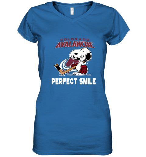 z8cg colorado avalanche snoopy perfect smile the peanuts women v neck t shirt 39 front royal