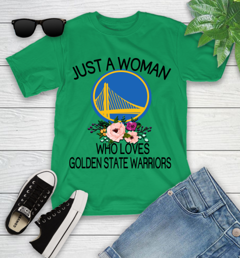 NBA Just A Woman Who Loves Golden State Warriors Basketball Sports Youth T-Shirt 3