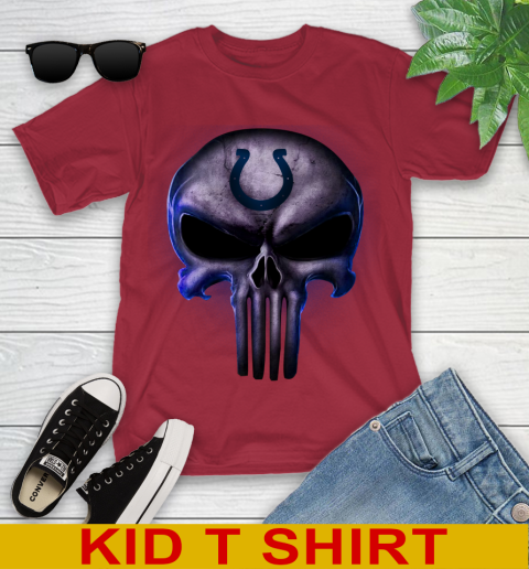 Indianapolis Colts NFL Football Punisher Skull Sports Youth T-Shirt 12