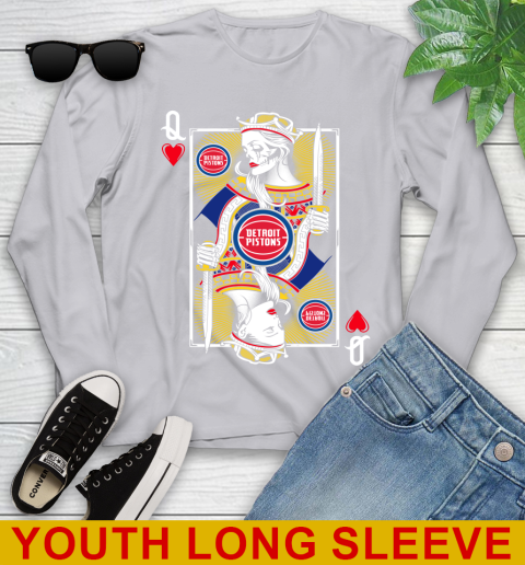 NBA Basketball Detroit Pistons The Queen Of Hearts Card Shirt Youth Long Sleeve 5
