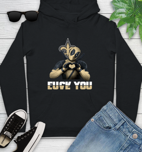 NHL New Orleans Saints Deadpool Love You Fuck You Football Sports Youth Hoodie