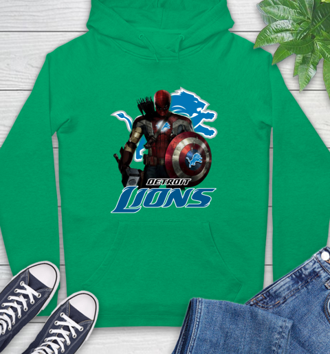 NFL Captain America Thor Spider Man Hawkeye Avengers Endgame Football Detroit Lions Hoodie 8