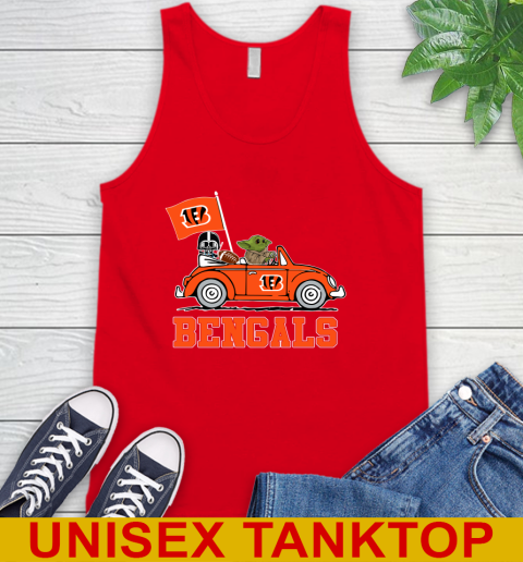 NFL Football Cincinnati Bengals Darth Vader Baby Yoda Driving Star Wars Shirt Tank Top 6