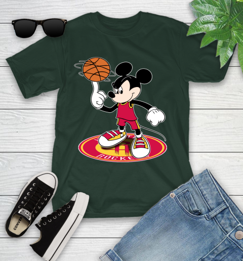 NBA Basketball Houston Rockets Cheerful Mickey Disney Shirt Youth T-Shirt 5