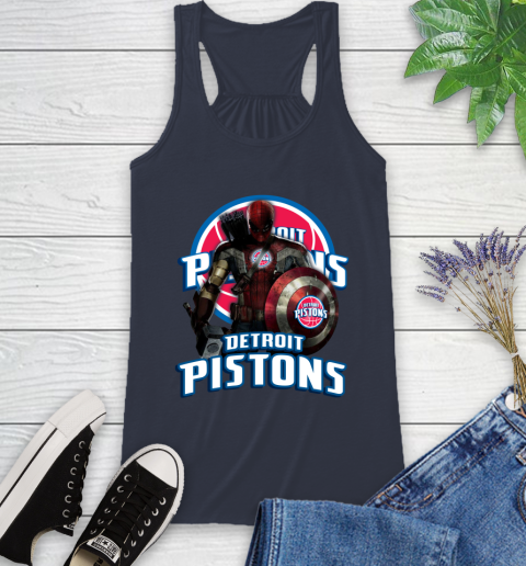 Detroit Pistons NBA Basketball Captain America Thor Spider Man Hawkeye Avengers Racerback Tank 12