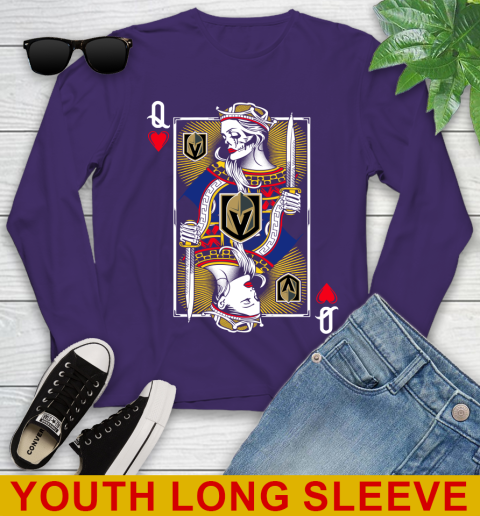 NHL Hockey Vegas Golden Knights The Queen Of Hearts Card Shirt Youth Long Sleeve 4