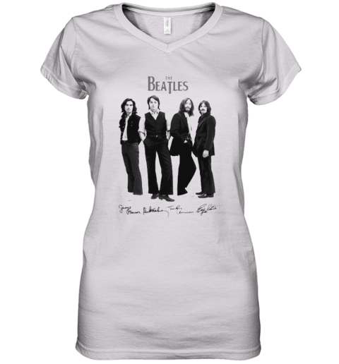 The Beatles Band Members Signatures Women's V-Neck T-Shirt
