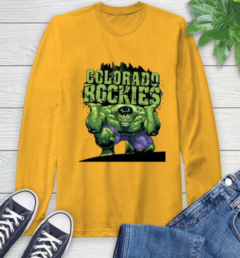 Colorado Rockies MLB Baseball Incredible Hulk Marvel Avengers Sports Long Sleeve T-Shirt 3