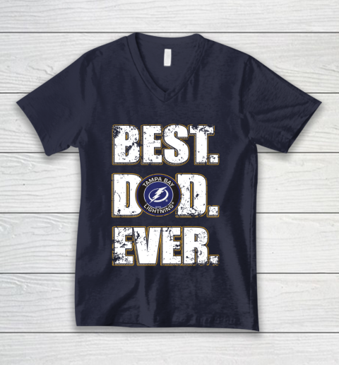 NHL Tampa Bay Lightning Hockey Best Dad Ever Family Shirt V-Neck T-Shirt 2