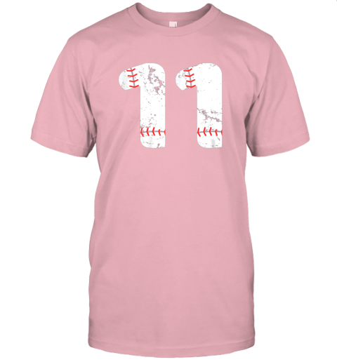 z1lc number 11 baseball vintage distressed team jersey t shirt 60 front pink
