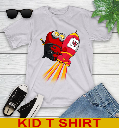 NFL Football Kansas City Chiefs Deadpool Minion Marvel Shirt Youth T-Shirt 4