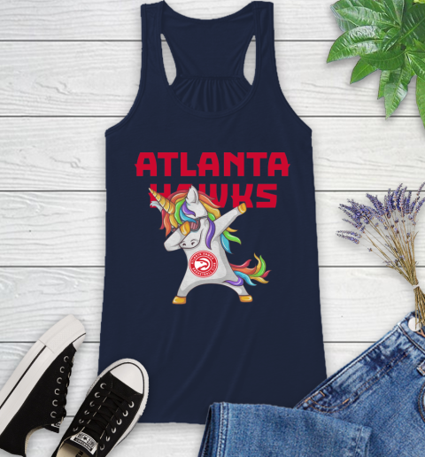 Atlanta Hawks NBA Basketball Funny Unicorn Dabbing Sports Racerback Tank 12