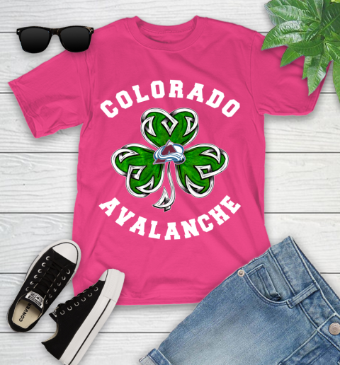 NHL Colorado Avalanche Three Leaf Clover St Patrick's Day Hockey Sports Youth T-Shirt 11