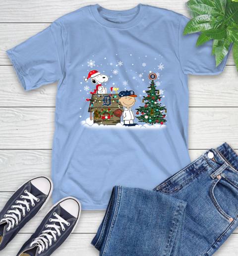 MLB Detroit Tigers Snoopy Charlie Brown Christmas Baseball Commissioner's Trophy T-Shirt 12