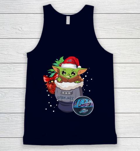 Utah Jazz Christmas Baby Yoda Star Wars Funny Happy NBA Tank Top 3