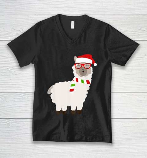 Fa La La Llama Shirt Cute Alpaca Ugly Christmas V-Neck T-Shirt