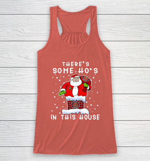 Ottawa Senators Christmas There Is Some Hos In This House Santa Stuck In The Chimney NHL Racerback Tank - Image 4