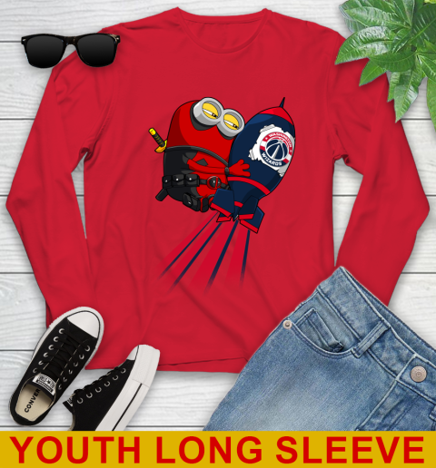 NBA Basketball Washington Wizards Deadpool Minion Marvel Shirt Youth Long Sleeve 11