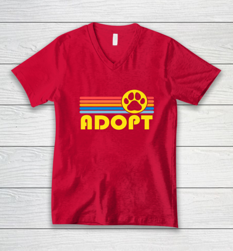 Rescue Animal Adoption Adopt Cat or Dog Vintage Retro Sunset V-Neck T-Shirt 6