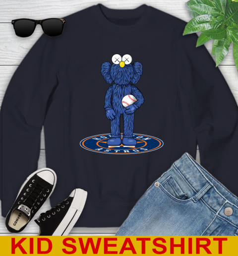 MLB Baseball Houston Astros Kaws Bff Blue Figure Shirt Youth Sweatshirt 3